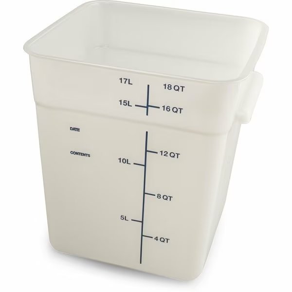 Food Storage Container, 18 qt, White, Carlisle Foodservice, Mfr#: 11965PE02