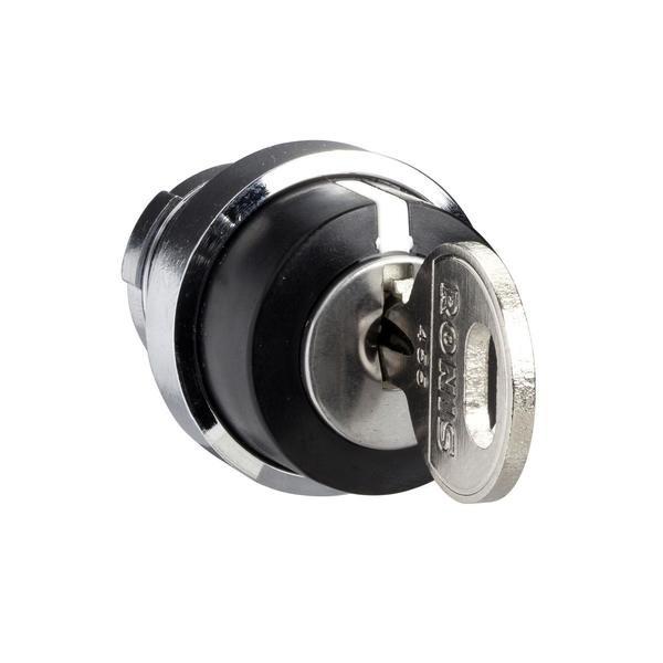 Cam switch operating head, Harmony K, Ø 22mm, metal, circular Ø 29mm, key operated 90°, Ronis 455, Schneider Electric, Mfr#: KAXZ1S191
