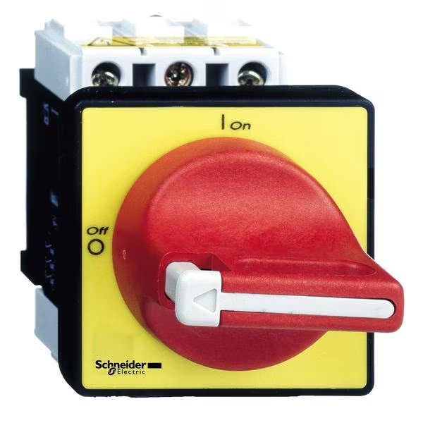 Switch disconnector, TeSys Control, for ON/emergency stop, 20A(V01), ∅22.5 fixing, for mounting on door, Schneider Electric, Mfr#: VCD01