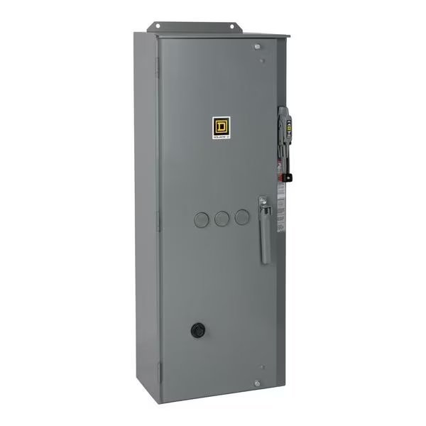 NEMA combination starter, Type S, 100A fusible disconnect, Size 3, 90A, 50HP at 600VAC, 3 phase, 3 pole, melting alloy, 120VAC coil, NEMA 12, Square D, Mfr#: 8538SEA23V02S