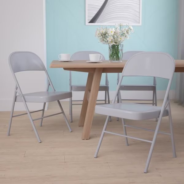 HERCULES Series Double Braced Gray Metal Folding Chair, Flash Furniture, Mfr#: 4-BD-F002-GY-GG
