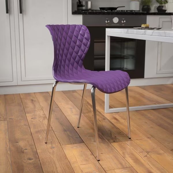 Lowell Contemporary Design Purple Plastic Stack Chair, PK4, Flash Furniture, Mfr#: 4-LF-7-07C-PUR-GG