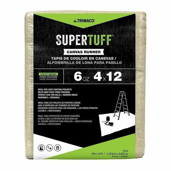 PremiumDropCloth, 6 oz., 4 ft.x12 ft., PK12, Trimaco, Mfr#: 56707