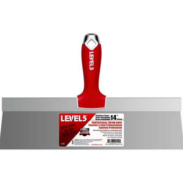 Taping Knife, SS, Soft Grip, 14, Level 5 Tools, Mfr#: 5-138