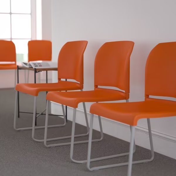 Org Plastic Sled Stack Chair, Flash Furniture, Mfr#: 5-RUT-238A-OR-GG