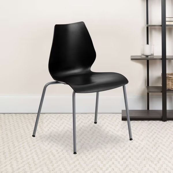 Black Plastic Stack Chair, Flash Furniture, Mfr#: 5-RUT-288-BK-GG