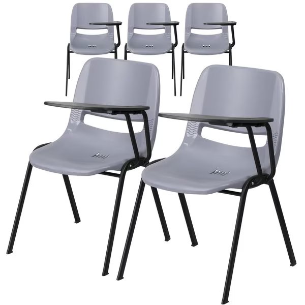 Gray Ergonomic Shell Chair with Left Handed Flip-Up Tablet Arm, Flash Furniture, Mfr#: 5-RUT-EO1-GY-LTAB-GG