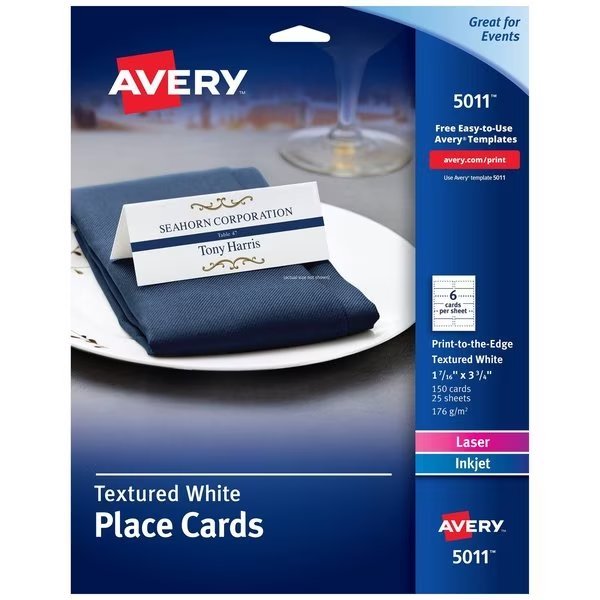 Small Place Cards, Matte, Two-Sid, PK150, Avery, Mfr#: 5011