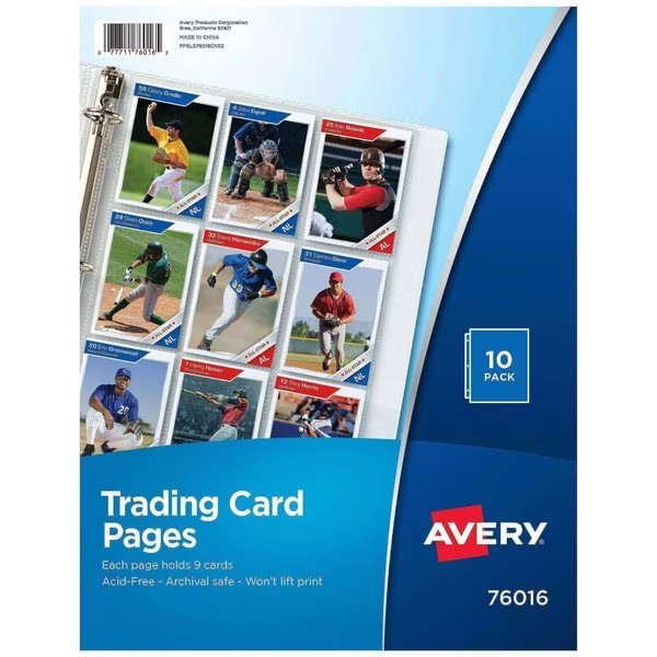 Trading Card Pages 9 Pocket for 3, PK90, Avery, Mfr#: 76016
