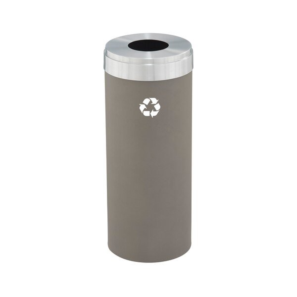 15 gal Round Recycling Bin, Nickel/Satin Aluminum, Glaro, Mfr#: B-1242NK-SA-B1
