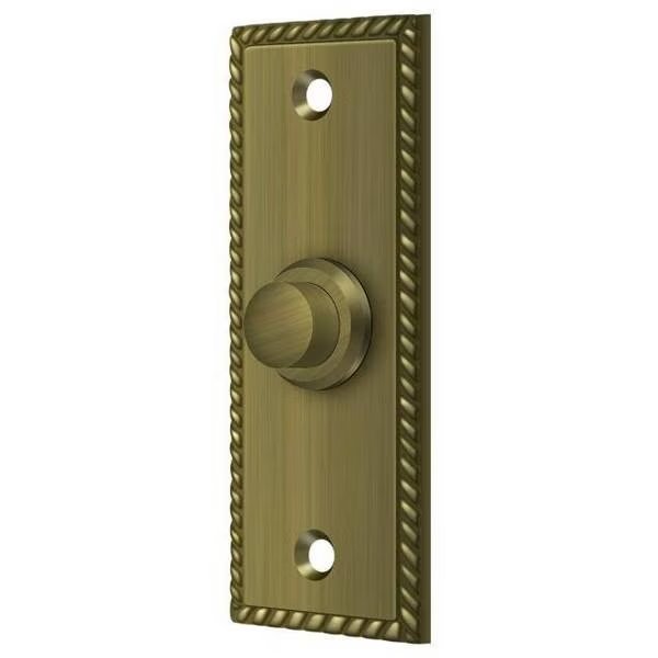 Bell Button, Rectangular Rope Antique Brass, Deltana, Mfr#: BBSR333U5