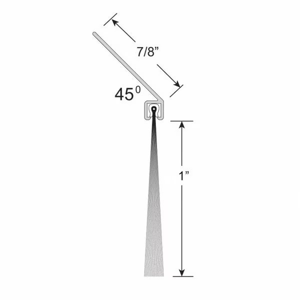 Brushseal, SD, Nylon, 7/8-in x 45 Degree Holder, 1-in Brush, 94-in., American Garage Door Supply, Mfr#: BN4781-94