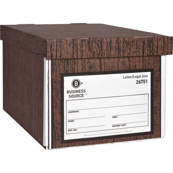 Storage Box, Wood Grain, Cardboard, Business Source, Mfr#: 26751