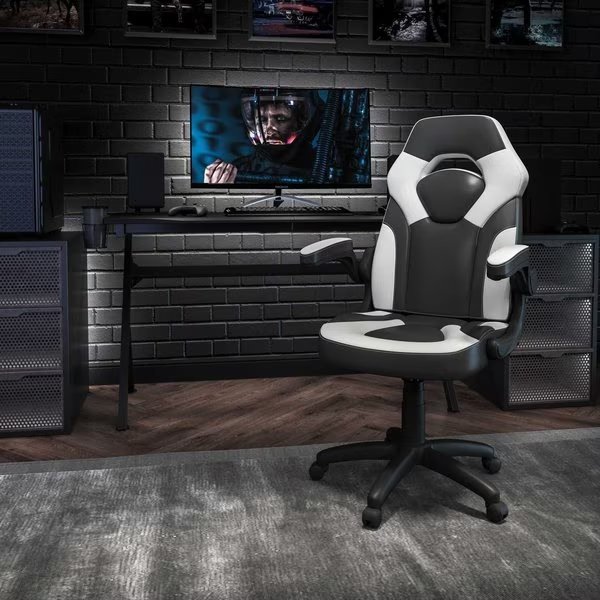 Gaming Chair, Padded Flip-up, White, Flash Furniture, Mfr#: CH-00095-WH-GG