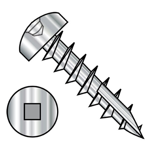 Thread Cutting Screw, #8-11 x 5/8 in, Plain Steel Pan Head Square Drive, 2000 PK, EnjoyTool Select, Mfr#: 0810DQP17188