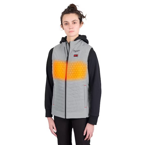 Axis Heated Vest, Polyester, 2 to 8 hours Heating Time, 3 Heat Settings, Gray, M