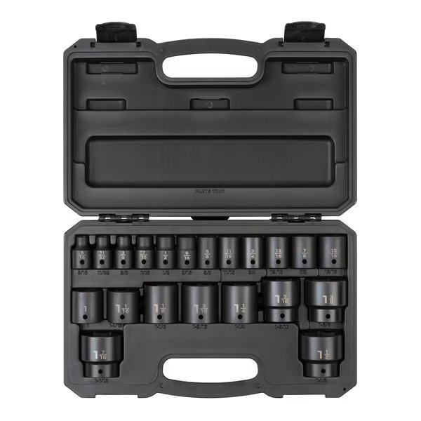 1/2 Inch Drive 6-Point Impact Socket Set, 21-Piece (5/16 - 1-1/2 in.), Tekton, Mfr#: SID92302