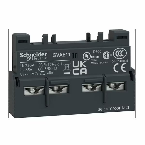 Auxillary Contact, 2.5A, 1NC, 1NO, Schneider Electric, Mfr#: GVAE11