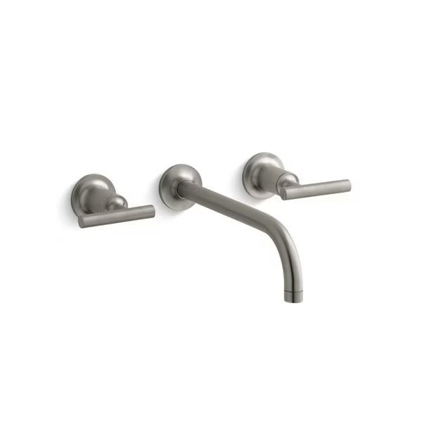8 in Mount, 3 Hole Purist Wall-Mount Bathroom Sink Fauce, Brushed Nickel, Kohler, Mfr#: T14414-4-BN