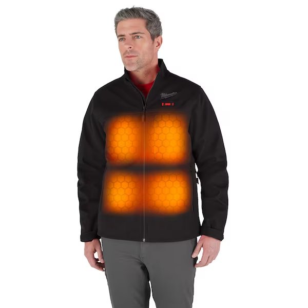 M12 Heated TOUGHSHELL Men's Jacket, Black, Heats 3 to 12 Hours, 3 Outside Pockets, 2XL