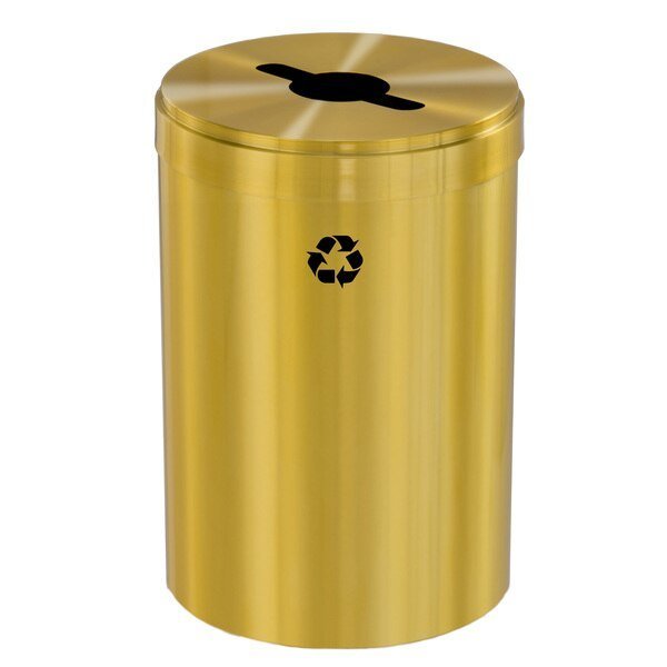 33 gal Round Recycling Bin, Satin Brass, Glaro, Mfr#: M-2032BE-BE-M1