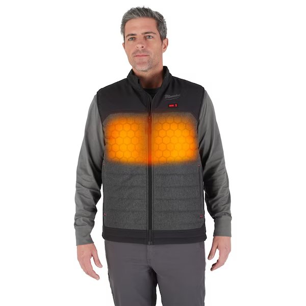 Axis Heated Vest, Polyester, 2 to 8 hours Heating Time, 3 Heat Settings, Gray, S