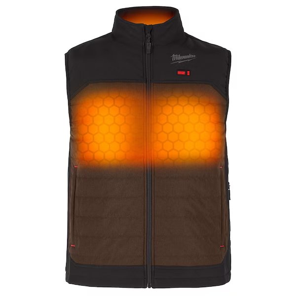 Axis Heated Vest, Polyester, 2 to 8 hours Heating Time, 3 Heat Settings, Brown, S