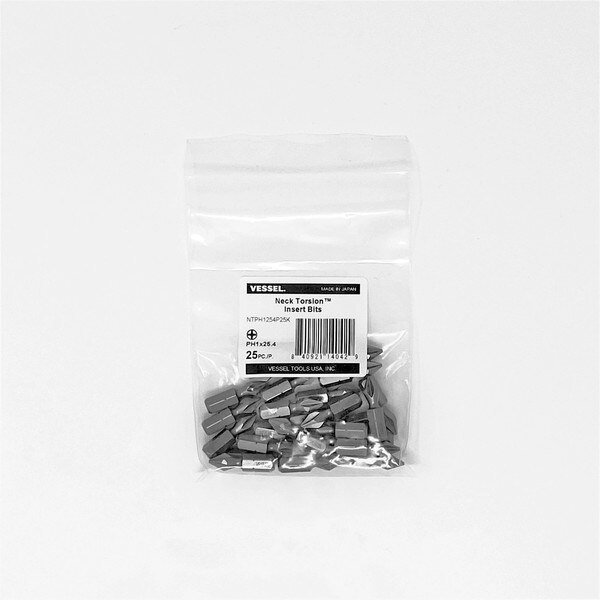 NECK TORSION Insert Bit PH1x25.4, PK25, Vessel, Mfr#: NTPH1254P25K