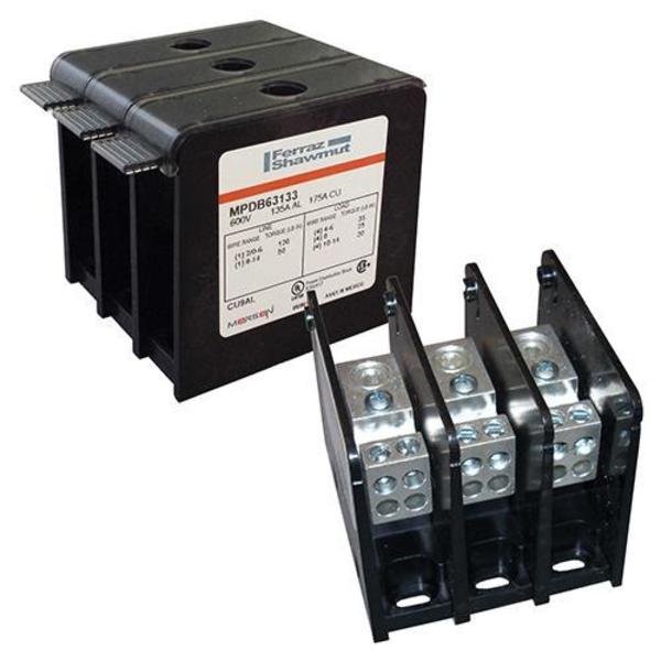 Power Distribution Block, Adder Poles, 250 to 310A Amp Range, 1000V AC/DC Volt Rating, Mersen, Mfr#: MPDB67650