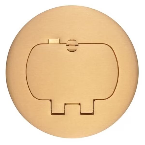 Electrical Box Cover, Round, Brass, Duplex Receptacle Cover, Carlon, Mfr#: E97BR2