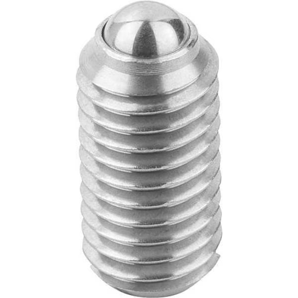 Spring Plunger Heavy Spring Force D=3/8-16 L=19, Stainless Steel, Comp: Ball Stainless Steel, Kipp, Mfr#: K0310.2A4