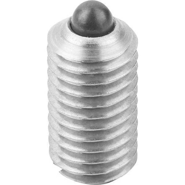 Spring Plunger Light Spring Force D=8-36 L=9, Stainless Steel, Comp: Pin Stainless Steel, Kipp, Mfr#: K0314.1AG