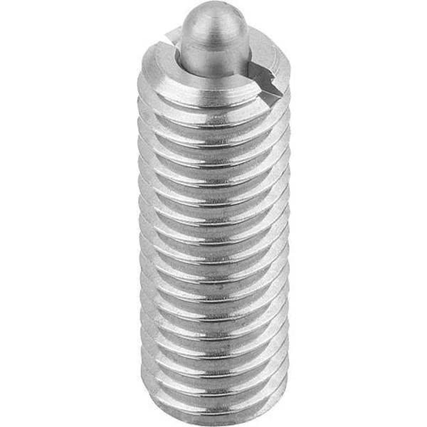 Spring Plunger Intensified Spring Force D=M05 L=18, Stainless Steel, Pin Stainless Steel, Kipp, Mfr#: K0319.205