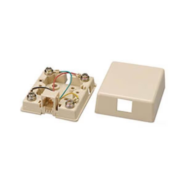 Modular Surface Jack, 4-Conductor, Ivory, Allen Tel, Mfr#: AT468-4