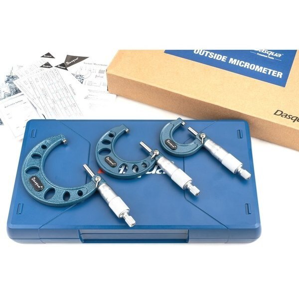 Dasqua 0-3" 3 Piece Half Round Outside Micrometer Set, H & H Industrial Products, Mfr#: 4112-0206