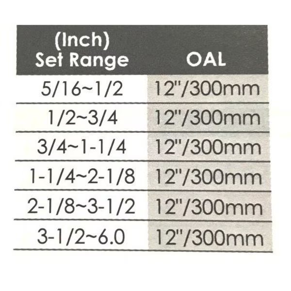 Dasqua 6 Piece 12" Long 5/16 To 6" Telescoping Gage Set, H & H Industrial Products, Mfr#: 5911-0001