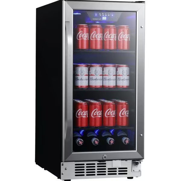 15 Inch Wide 80 Can BuiltIn Beverage Cooler with Blue LED Lighting, Edgestar, Mfr#: CBR902SG