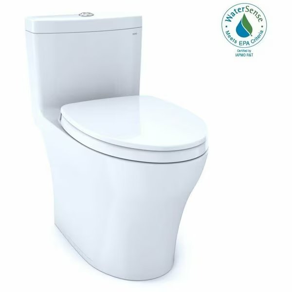 Aquia IV One-Piece Elongated Dual Flush 1.28, 0.9 GPF Universal Height Cotton White, Toto, Mfr#: MS646124CEMFGN#01