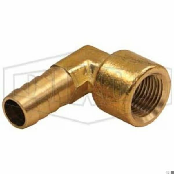90Deg Hose Elbow, 1/4 in, FNPT x Hose Barb, Brass, Domestic, Dixon, Mfr#: 1340404C