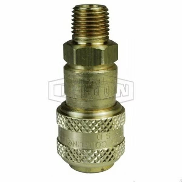 D Automatic Interchange Pneumatic Coupler, 1/2 x 3/8 in, Quick-Connect x MNPT, Brass, Dixon, Mfr#: 4DM3-B