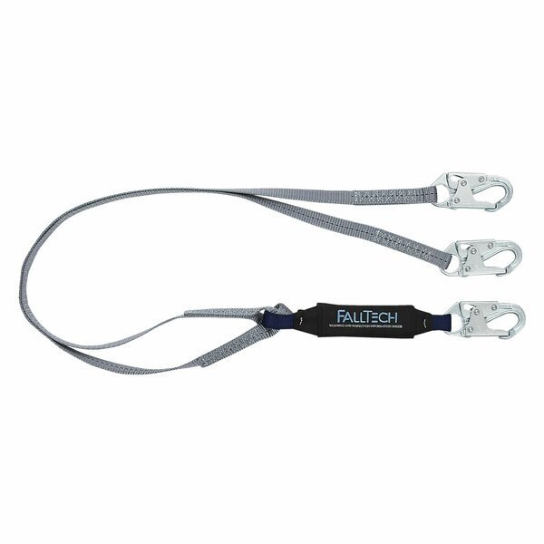 ViewPack Shock Absorbing Lanyard, 310 lb Load, 6 ft L, Polyester Line, 2 Legs, Snap Hook Anchorage C, Falltech, Mfr#: 82608