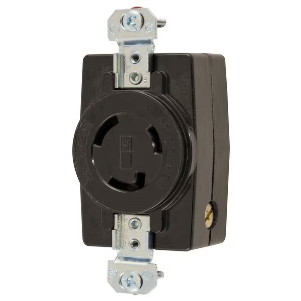 Locking Devices, Twist-Lock®, Industrial, Flush Receptacle, 20A 125/250V, 3-Pole 3-Wire Non-Grounding, L10-20R, Screw Terminal, Black, Hubbell Wiring Device-Kellems, Mfr#: HBL2360