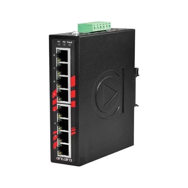 8-Port Industrial Gigabit Unmanaged Ethernet Switch, w/8-10/100/1000T, Antaira, Mfr#: LNX-800AG-T