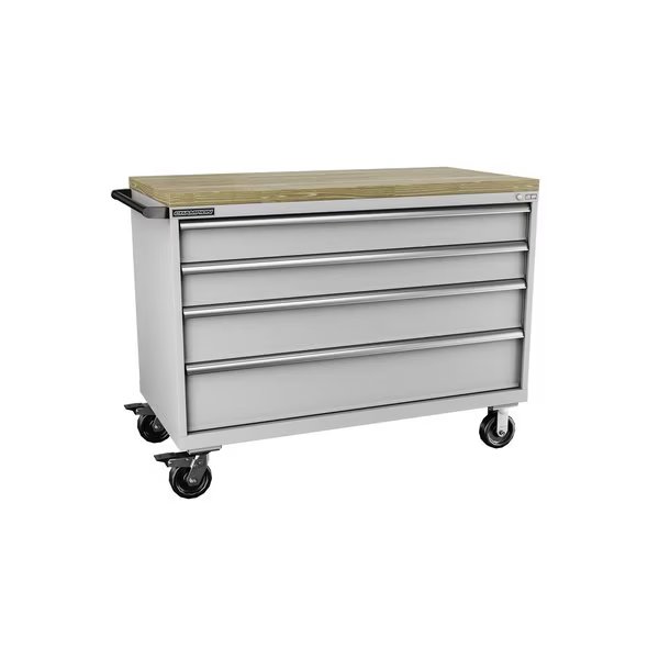 Tool Cabinet, 4 Drawer, Light Gray, 56-1/2 in W x 28-1/2 in D x 43-1/4 in H, D15000401ILMB8BBT-LG, Champion Tool Storage, Mfr#: D15000401ILMB8BBT-LG