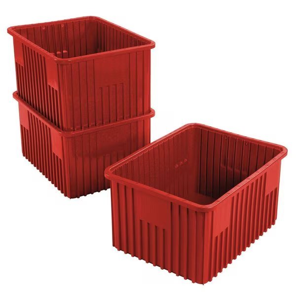 Divider Box, Red, Polypropylene, 22-1/2 in L, 17-1/2 in W, 12 in H, Quantum Storage Systems, Mfr#: DG93120RD
