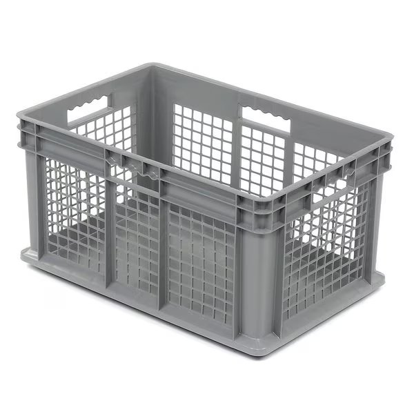 Straight Wall Container, Gray, Polyethylene, 23-3/4 in L, 15-3/4 in W, Global Industrial, Mfr#: 662121
