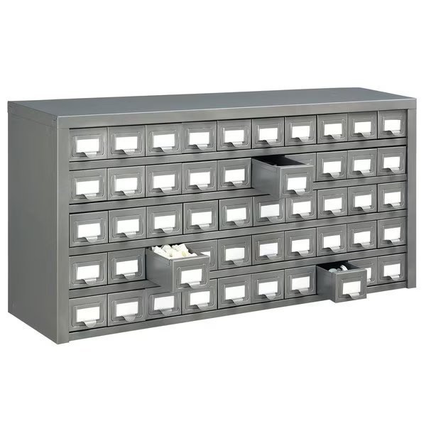 50 Drawer Cabinet, Steel, 36x9x17-3/4, Global Industrial, Mfr#: 986103