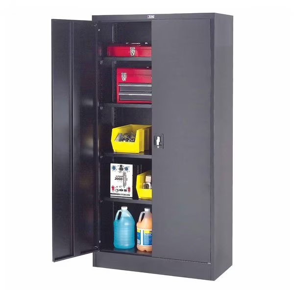 Unassembled Steel Storage Cabinet Recessed Handle, 36W x 18D x 72H, Black, Global Industrial, Mfr#: 237635BK