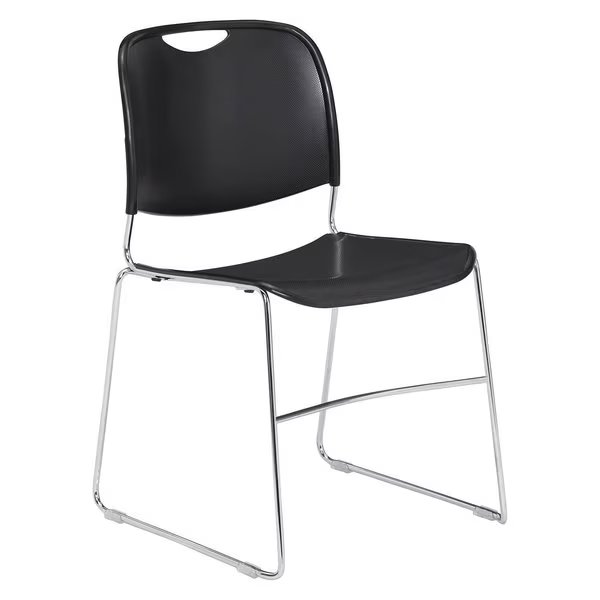 Plastic Stack Chair, Black, Global Industrial, Mfr#: B449432