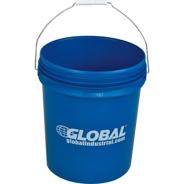 5 Gallon Open Head Plastic Pail with Steel Handle, Blue, Global Industrial, Mfr#: 988980